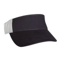 Brushed Cotton Twill Visor with Athletic Mesh Back (Navy Blue/White)